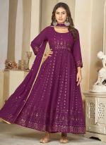 Georgette Magenta Traditional Wear Embroidery Work Anarkali Suit